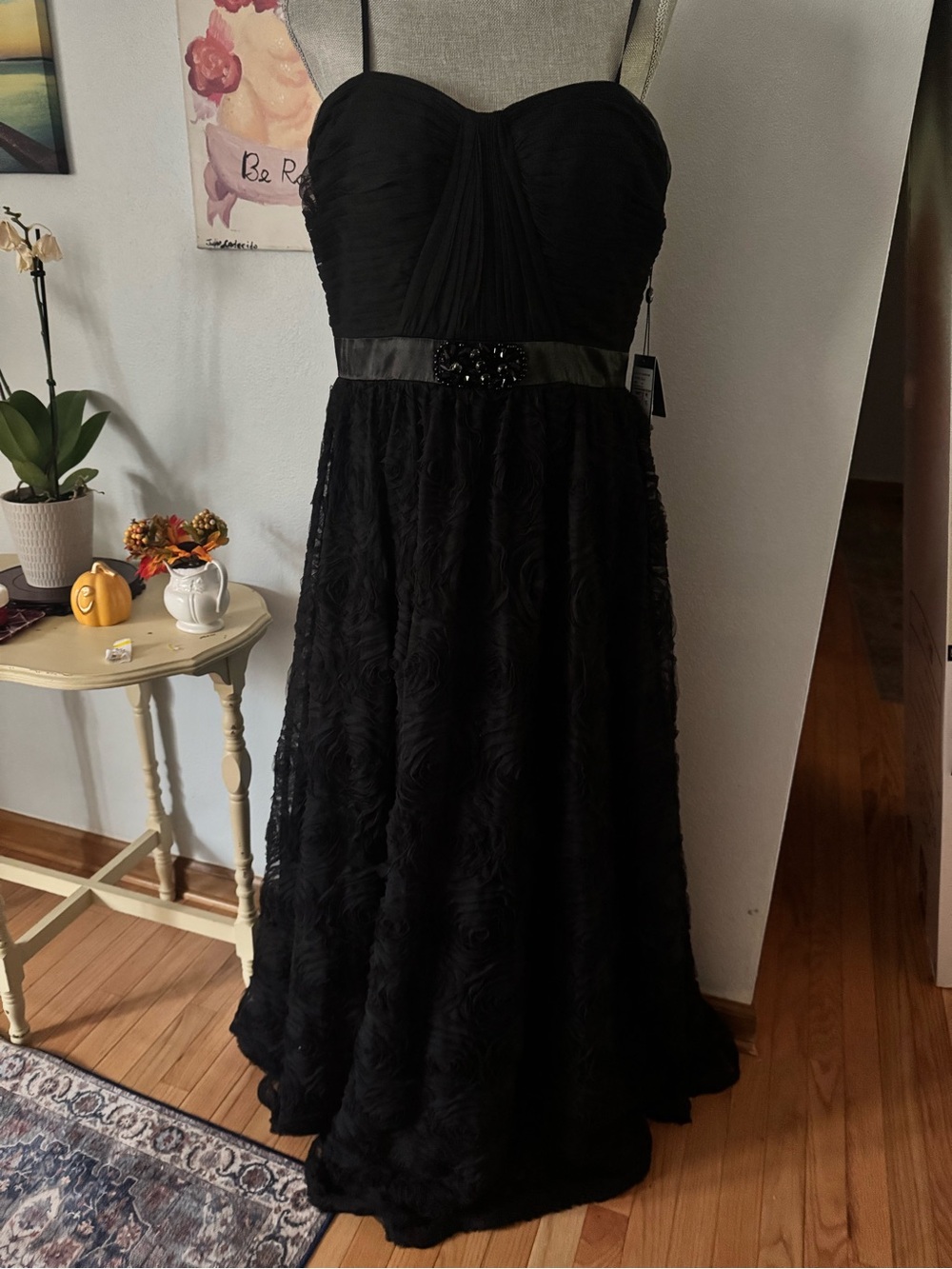 Adrianna Papell strapless tulle gown maxi dress black 14 NWT - Picture 2 of 14